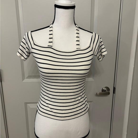 American Eagle Soft and Sexy ribbed striped off the shoulder halter size M - Picture 1 of 10